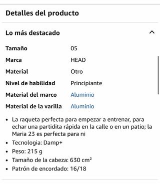 Raqueta Tenis HEAD Maria 23 Niños