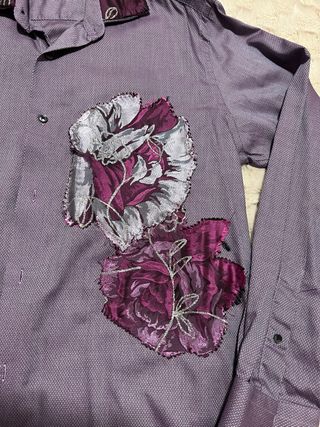 Camicia lilla over con stampa floreale mai usata