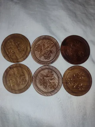 Juego 6 posavasos madera con caja