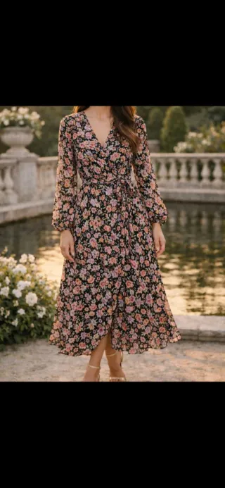 Vestido floral manga larga