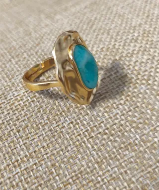 Anillo Ajustable Amazonita Dorado