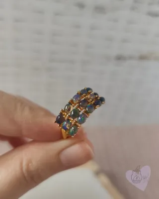 Anillo de ópalo negro natural