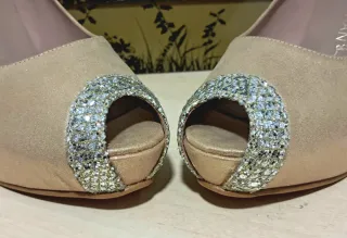 Zapatos Ana Roman plataforma camel diamantes