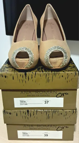 Zapatos Ana Roman plataforma camel diamantes