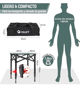 Mesa Plegable con Bolsa de Transporte Villey