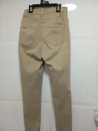 Pantalones pitillo beige mujer talla 34