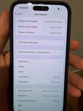 iPhone 15 Pro Max Titanio Nero 256GB
