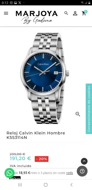 Reloj Calvin Klein Azul y Plateado