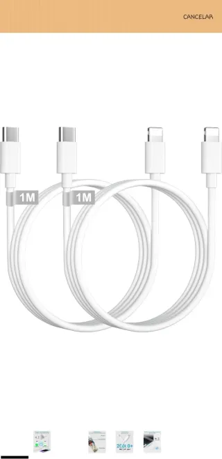 Cable USB C a Lightning 1M Blanco