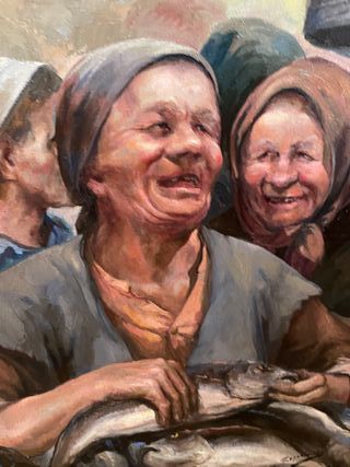 Cuadro Mujeres con Peces Marco Madera