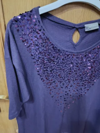 Camiseta Ikebana corazón lentejuelas XXL