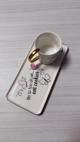 Set tazzina e piattino rettangolare per colazione