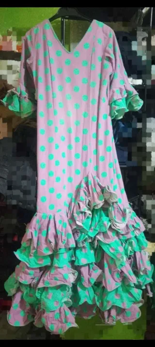 Traje Flamenca Niña Morado/Verde Agua