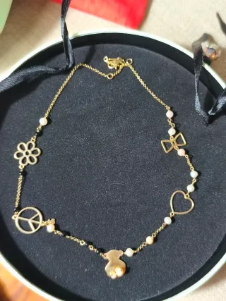 Colgante Tous Dorado Corazón Flor Paz Oso