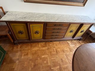 Mueble de salón madera maciza y mármol