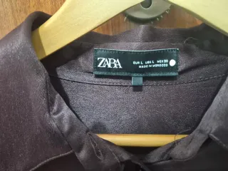 Camisa Zara mujer S/36/8 marrón satinada
