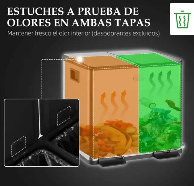 Papelera Cocina Acero Inoxidable Doble