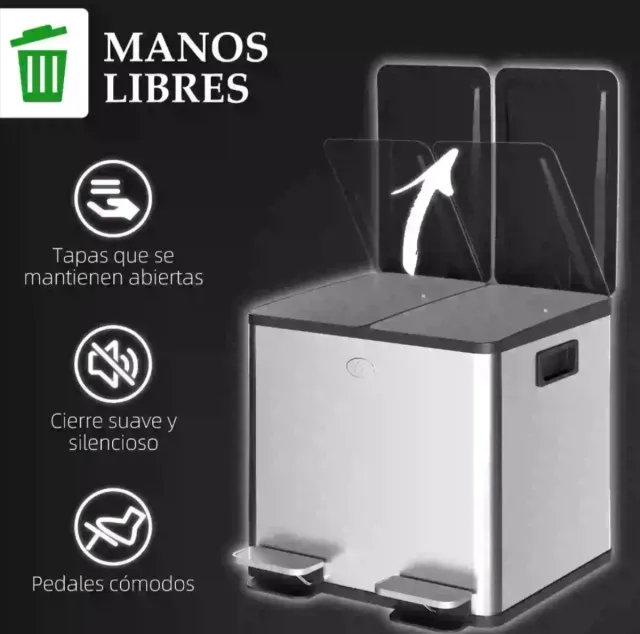 Papelera Cocina Acero Inoxidable Doble