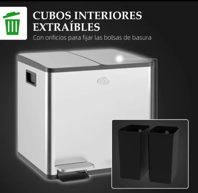 Papelera Cocina Acero Inoxidable Doble