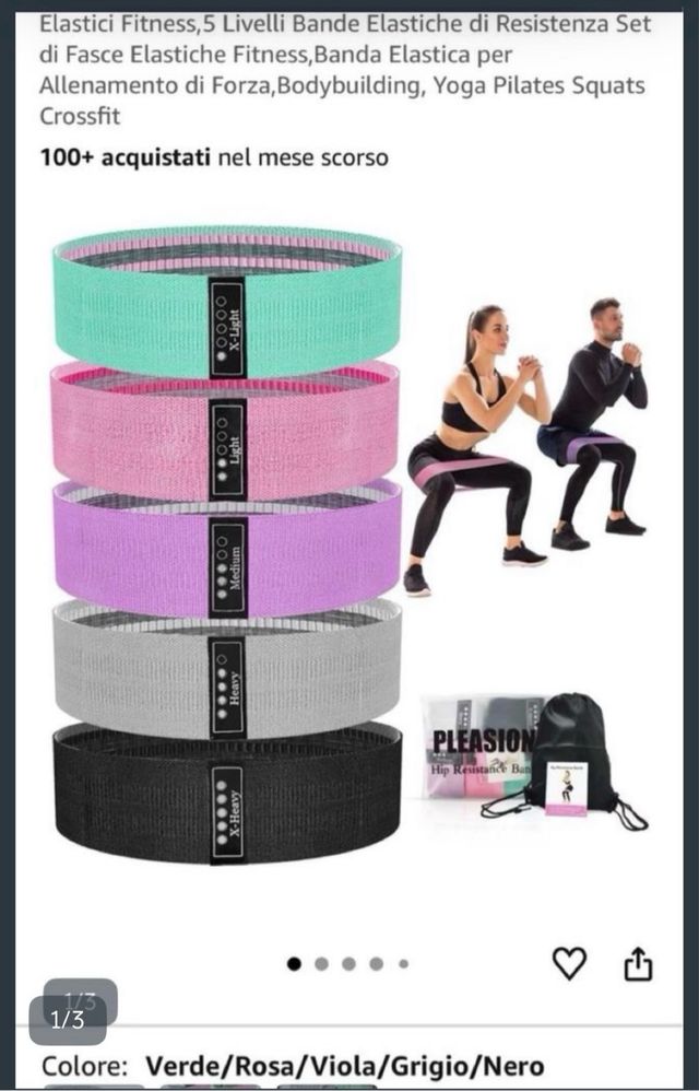 Set 5 Elastici Fitness Bande Resistenza