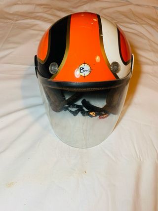 Casco Moto Scooter Arancione Bianco