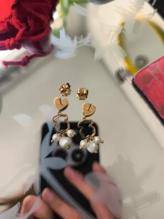 Pendientes Tous Corazón Perlas Dorados