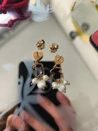 Pendientes Tous Corazón Perlas Dorados