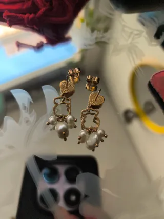 Pendientes Tous Corazón Perlas Dorados