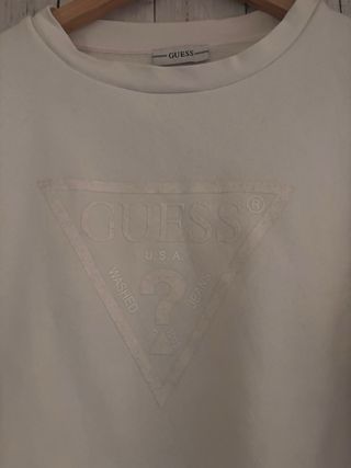 Sudadera Guess Blanca Logo Triángulo