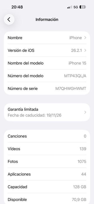 iPhone 15 con dos meses de uso