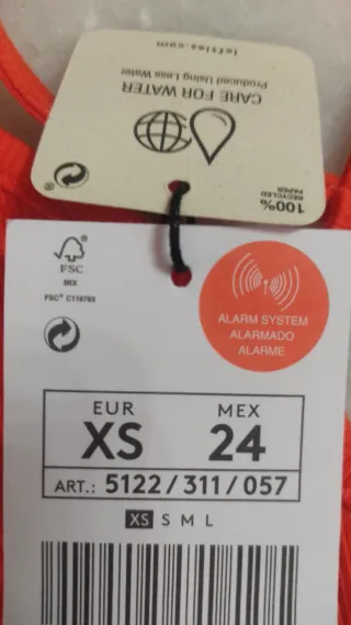 Top crop Lefties Xs color naranja