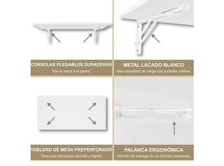 Mesa Plegable Pared 80x40cm Blanca