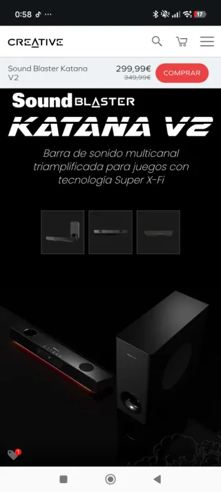 Barra de sonido para pc katana v2
