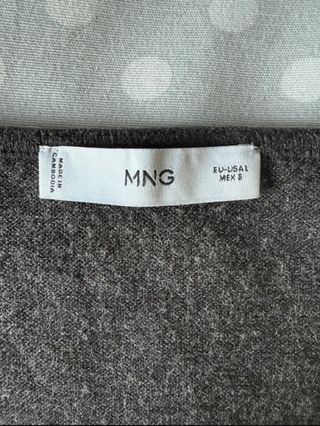 Camiseta Mango encaje manga larga gris L