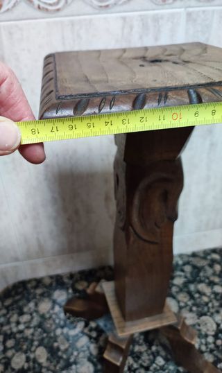 Soporte plantas madera tallado a mano muy antiguo