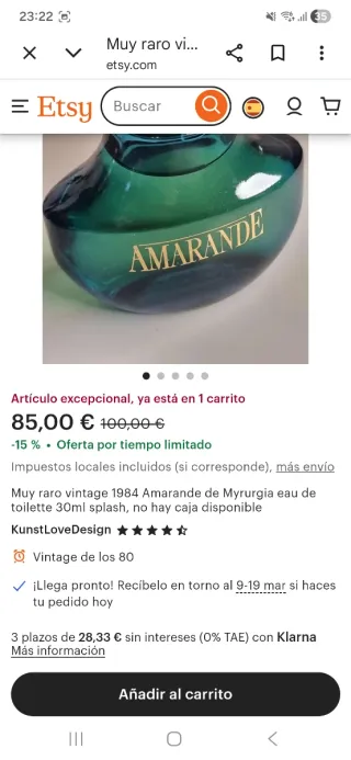 Colonia Amarande 100% Original