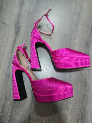 Zapatos Plataforma Fucsia con pedrería