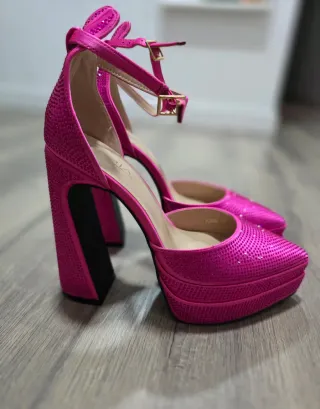 Zapatos Plataforma Fucsia con pedrería