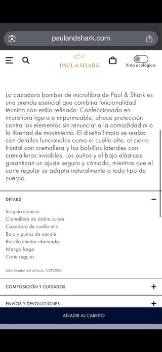 Cazadora Bomber Paul & Shark Azul Talla XL