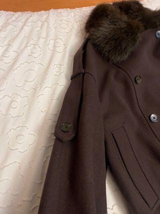 Chaqueta Zara Lana Cuello Pelo Marrón