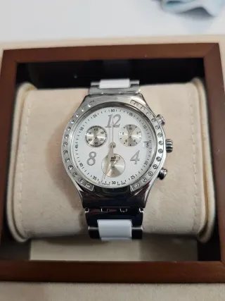 Swatch Chrono 2008 Reloj Plata Blanco