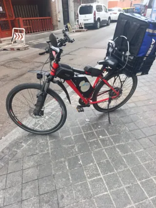 Bicicletta Elettrica Rossa con Portapacchi