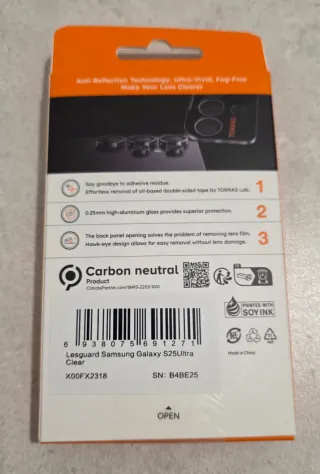 Protector Lentes Cámara Samsung S25 Ultra TORRAS.