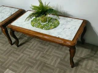 2 Mesas de Centro Mármol y Madera