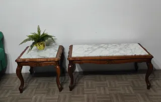 2 Mesas de Centro Mármol y Madera