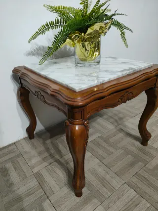 2 Mesas de Centro Mármol y Madera