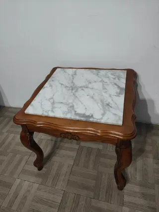 2 Mesas de Centro Mármol y Madera