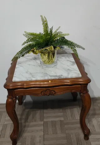 2 Mesas de Centro Mármol y Madera