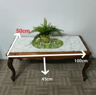 2 Mesas de Centro Mármol y Madera