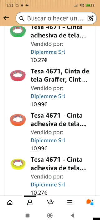Tesa Cinta Adhesiva Tela Colores cuatro decoración